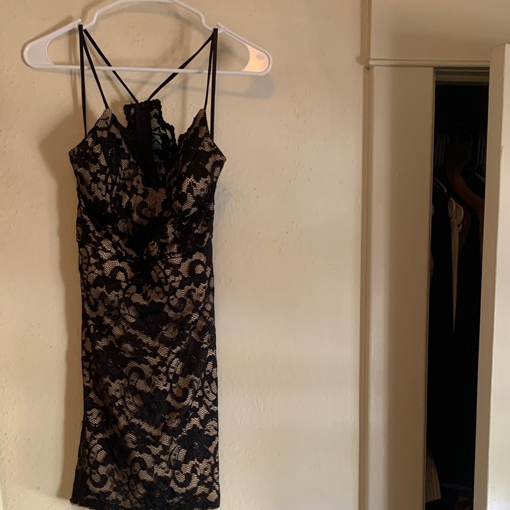 Windsor Black and Cream Lace Mini Dress